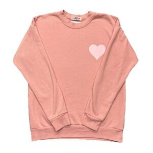 SPRWMN Women's Heart Sweatshirt Pullover Pink Size M Casual Chic Relaxed Lounge